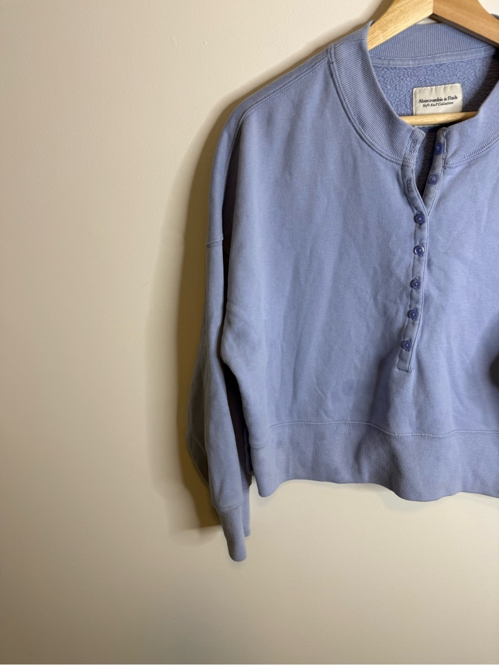 Abercrombie & Fitch Lavender Crewneck Sweatshirt Button down sweater size small - Picture 2 of 7